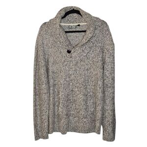 Hedge Button Cowl Neck Salt and Pepper Sweater with Kangaroo Pocket men's XL
